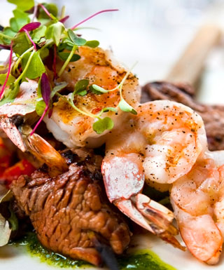 A plate of steak and shrimp at Final Cut Steakhouse at Hollywood Casino Joliet.