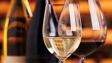 wine bottle and glasses